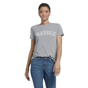 Modern Lux Womens Gray T-Shirt Short Sleeve Summer Casual Blessed Size Large